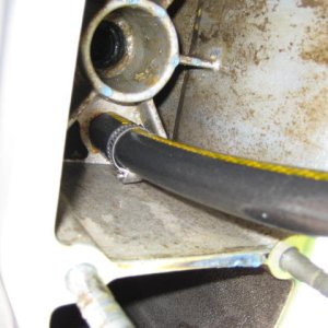 5/8\" hose clamped over water pump output tube for flush of \"salt away\"