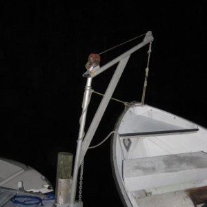 Aluminum boat davit at house