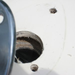 hole with balsa core damage where 360/anchor light rests