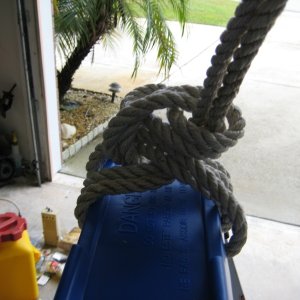 clove hitch, and then two half hitches over two lines