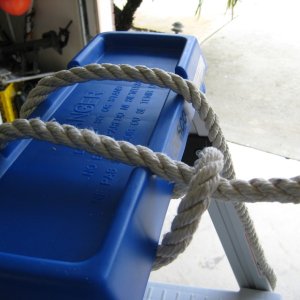 tug boat hitch, one turn around the line to the boat
