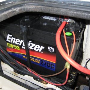 battery under the port side, lazarette