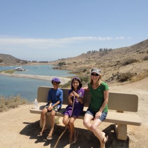 Devin, Maya and Robin hike to Cat Harbor