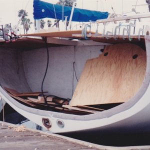 Major surgery on our Cal 46--in the water!