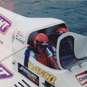 Bob getting ready for the 138 MPH ride in the Formula one racer with Bill Seebold