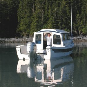 Media '(AnchortownJim) Bill in the door, Pigot Bay, PWS, 6/19/04' in album '(AnchortownJim)My buddy Bill on the bow in Pigot Bay, PWS, 6/19/04'