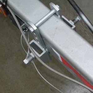 Equal-i-zer hitch brackets, welded in position.