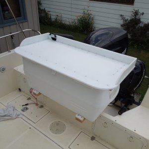 Media 'We went through some instance weather this summer, buried the bow numerous times on one occasion; cooler stayed secure.' in album 'Old cutting table and cooler off the 22 a bit on the small size for 130lb butt.'