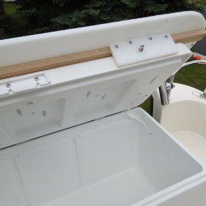 Media 'Here you can see where the ice packs Here you can see where the ice packs attach to the underside of the lid had to order them directly from Rubbermaid.' in album 'Old cutting table and cooler off the 22 a bit on the small size for 130lb butt.'