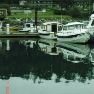 7 May 2005 At Lopez Island: C-Dory reflections - Bambina, Rock-C & R-Matey