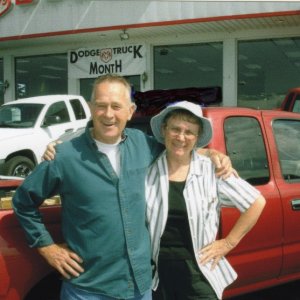 18 Aug 2005 Ruth & Joe trading in the Toyota pickup (179,352 miles).