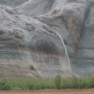 Storm waterfalls after