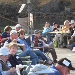 First mate Carolyn (center) and lots of happy folks