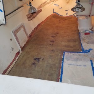 Media 'Fiberglass laid on the floor!' in album 'First cutout. It was clearly hollow under here.'