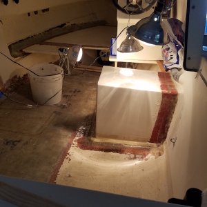 Media 'Got the first seat box tabbed back in. gotta wait for it to set up before I tackle the other side.' in album 'First cutout. It was clearly hollow under here.'