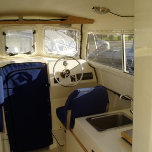 cabin, facing helm