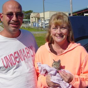 Charlie from Wefings saves the day goes under our car to rescue this wayward cat
Loree wanted to take it home but we have 2 other cats so no go