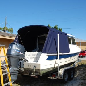 new camper canvas ,waiting for rear enclosure with screen ,isenglass and sunbrella