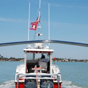 Mike  getting towed into dock  H2O gas filter blocked need to replace every 6 months
