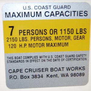 Vessel Capcity Sticker