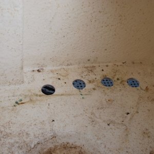 Holes in the port locker, looking forward