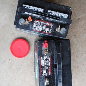 Media 'This is the orientation of the original  batteries in the starboard locker.   The lid represents the switch.   Tight!!!!' in album 'The starboard locker and wiring, minus 2 group 24 batteries'