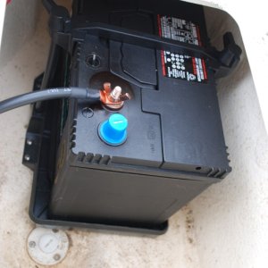 Media 'House battery in Port locker' in album 'The starboard locker and wiring, minus 2 group 24 batteries'