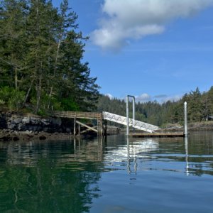 Whats this? The dock is finally back at Doe Island, after being damaged in a storm years ago.