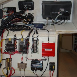 Media 'Finished electrical wiring behind main console' in album 'Xantrex MS2000 Inverter/Charger'