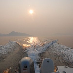 Perry Island Through the Smoke
