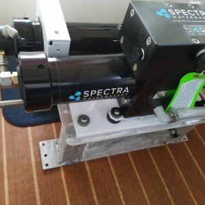 The Clark pump has enough hose so it can slide out for easy maintenance. The freshwater output is about 8 gallons hr. drawing slightly over 8 amps, a very efficient system. Our solar system has a peak output of about 28 amps. All up system weight is 62 pounds way less than 2, 5 gallon water containers.