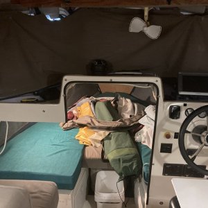 Media 'Cut out of port wall by v-berth' in album 'New cockpit ladder'