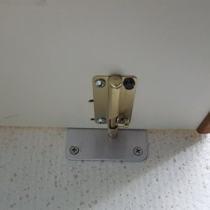 Media 'spring loaded barrel bolt mounted under drop leaf' in album 'drop leaf supports under table'