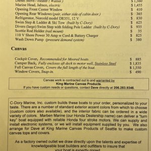 2003 TomCat 24, price sheet p2