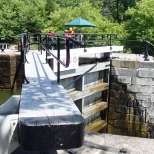 7.) Wooden gates of lock 49