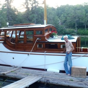 Media '56.) Got a tour of Dave\'s restored 1933 boat.' in album '1.) Start of Rideau trip at Keewaydin State Park Marina on the St. Lawrence River'