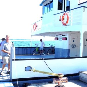 60.) Back in USA at Cape Vincent.  Taking the ferry to Wolf Island.
