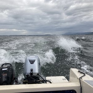 Typical Bellingham Bay crossing- big outgoing tide against incoming southerly wind