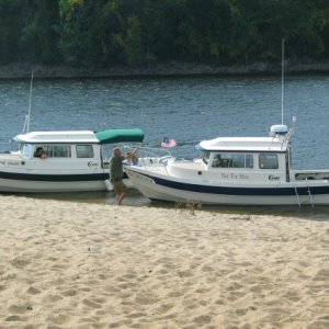 Minnie Swann and Not For Hire on St. Croix River