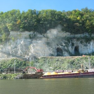 Corn barge, Tom's cave, note steam shovel for scale
