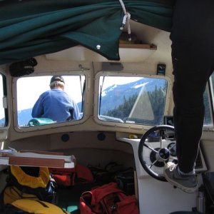 Media 'Steering from the fly bridge.' in album 'up Harrison Lake'