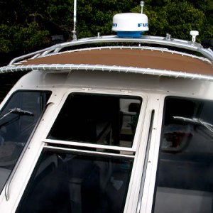 Custom radar arch with bill to provide a little shading over the front windows.
