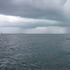 Waterspout! This one was just forming as we came up from a dive. Green Turtle Cay 2003.