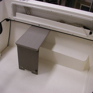 Port bench will slide forward to cabin