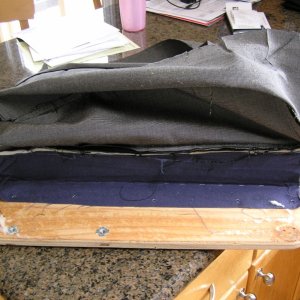 Media 'Helm seat; right side apart. Now to pull staples...again.' in album 'Taking the helm seat apart.  The factory foam is cheap and not dense enough.'