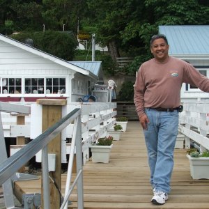 Media 'Peter at Montague Harbour' in album 'Approaching tiny Pender Island bridge'