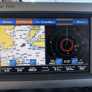 Icebergs on radar crossing Columbia Bay