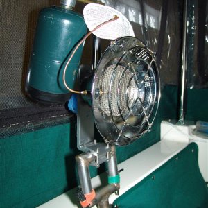 Mr. Heater on crude homemade mount.