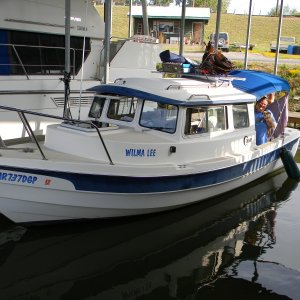 In slip at Wildcat Marina, Van Buren, AR- Ark River mile 300.5