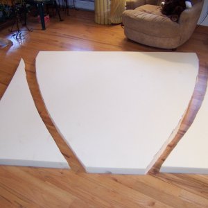 3" Serta memory foam cut to fit cushion cover with bread knife.